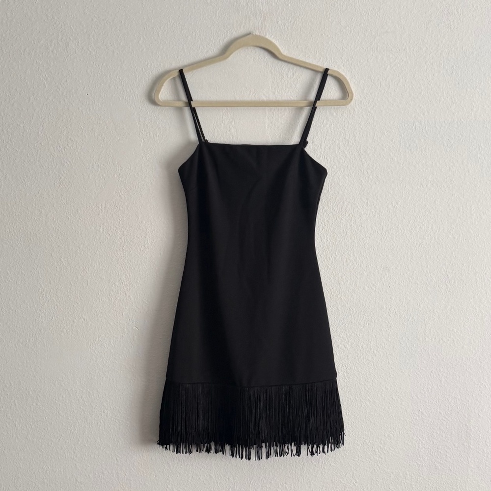 Lulus Party All Night Long Black Fringe Bodycon Mini Dress
